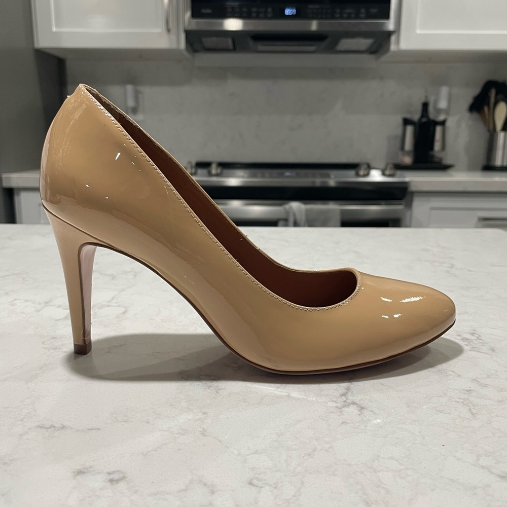 New! Rebecca Allen The New Pump Nude Tan Patent Leather‎ Sz 7.5 $185